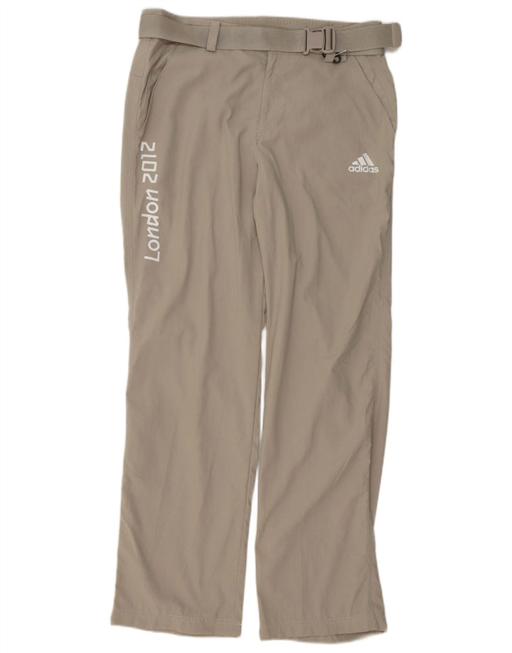 Adidas Mens Graphic Straight Chino Trousers Medium W32 L32 Grey Polyester