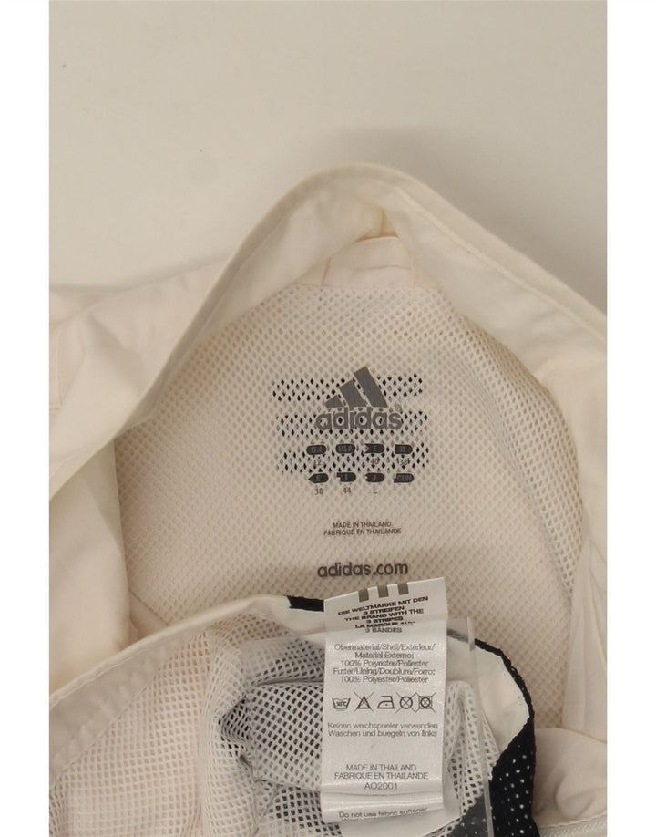 ADIDAS Womens Tracksuit Top Jacket UK 12 Medium  White Colourblock