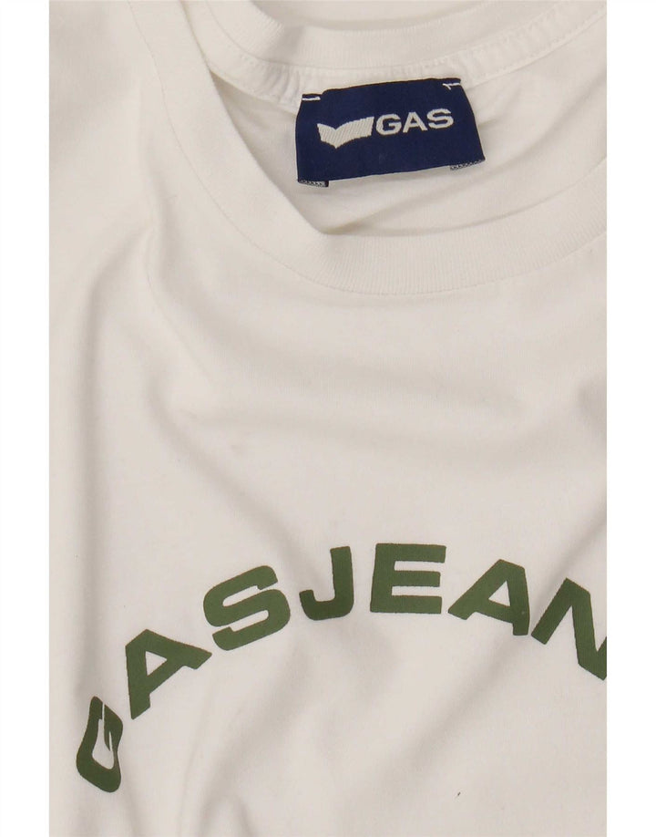 Gas Mens Graphic T-Shirt Top Medium White
