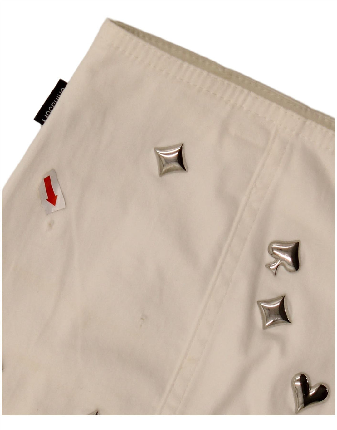 MOSCHINO Womens High Waist A-Line Skirt UK 14 W30 L23 White Cotton