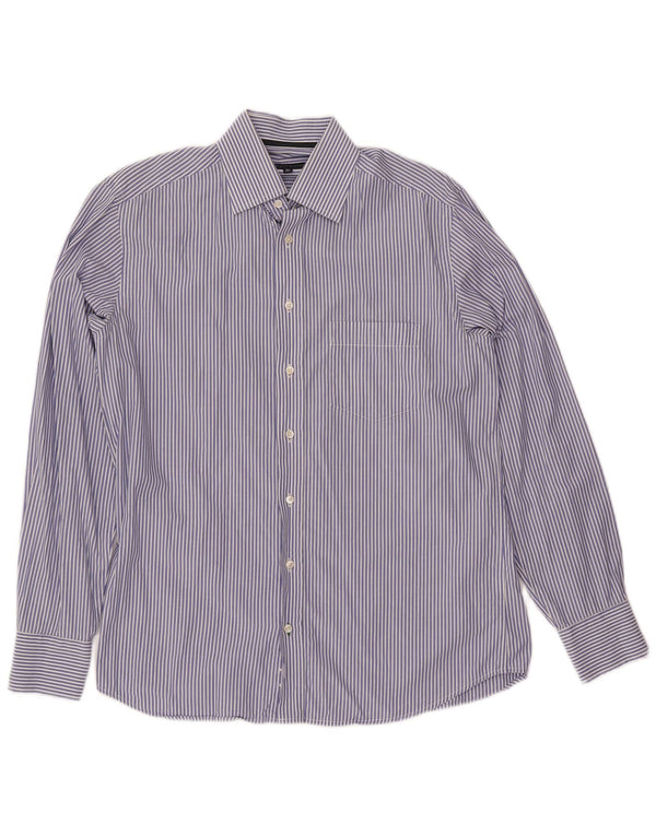 TOMMY HILFIGER Mens Shirt Size 14 1/2 37 Small Blue Pinstripe Cotton