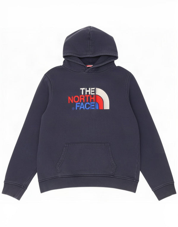 The North Face Boys Graphic Hoodie Jumper 14-15 Years XL Navy Blue Cotton