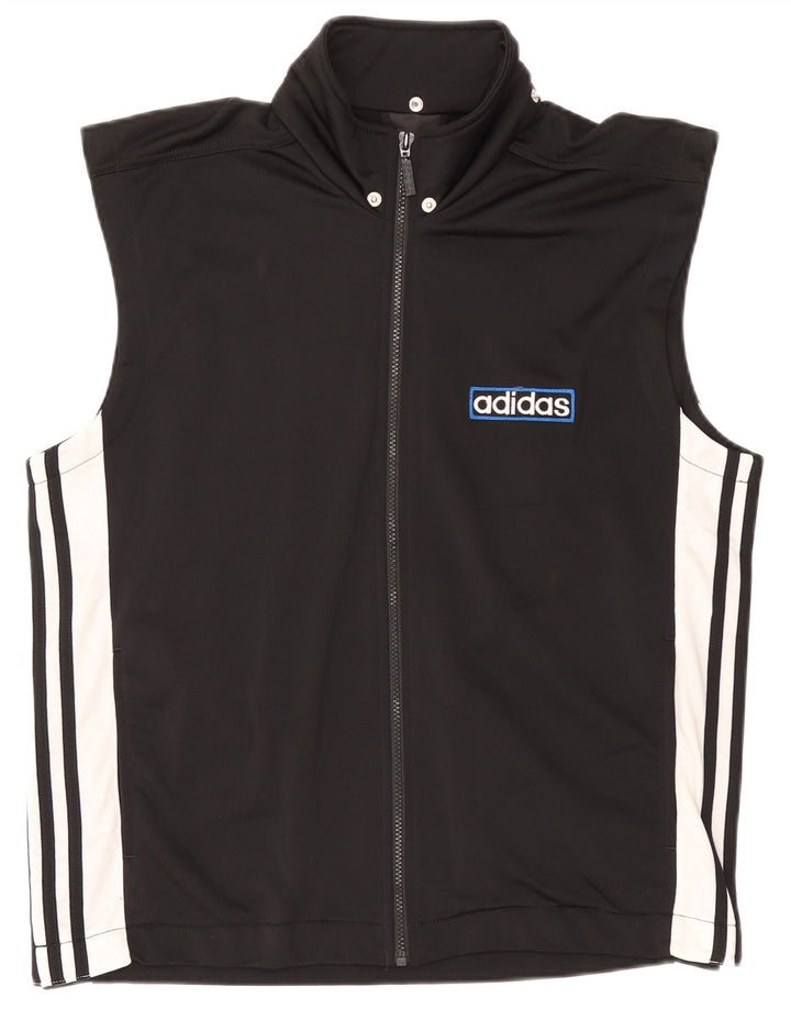 ADIDAS Mens Sleeveless Graphic Tracksuit Top Jacket UK 36/38 Small Black