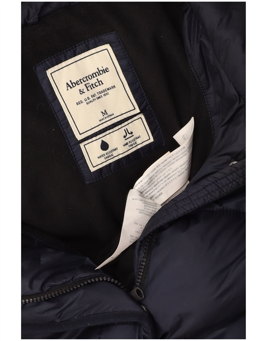 ABERCROMBIE & FITCH Womens Hooded Padded Jacket UK 14 Medium Navy Blue