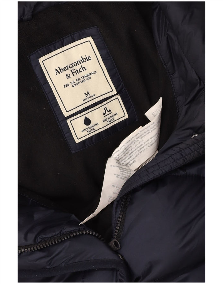 ABERCROMBIE & FITCH Womens Hooded Padded Jacket UK 14 Medium Navy Blue