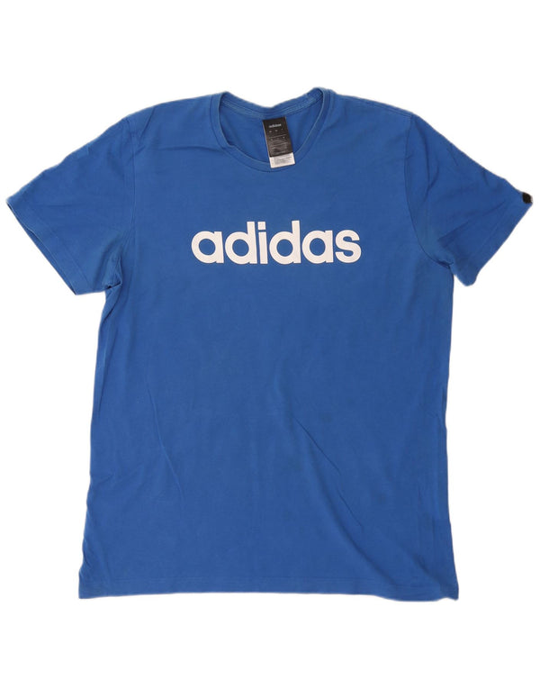 ADIDAS Mens Graphic T-Shirt Top Large Blue Cotton