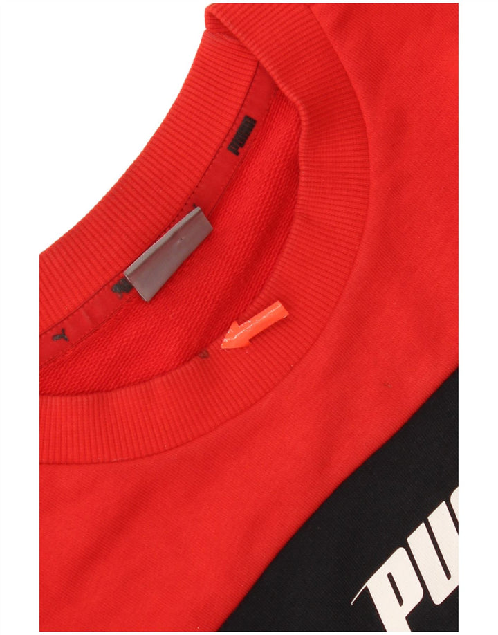 Puma Mens Graphic Sweatshirt Jumper Small Red Colourblock Cotton