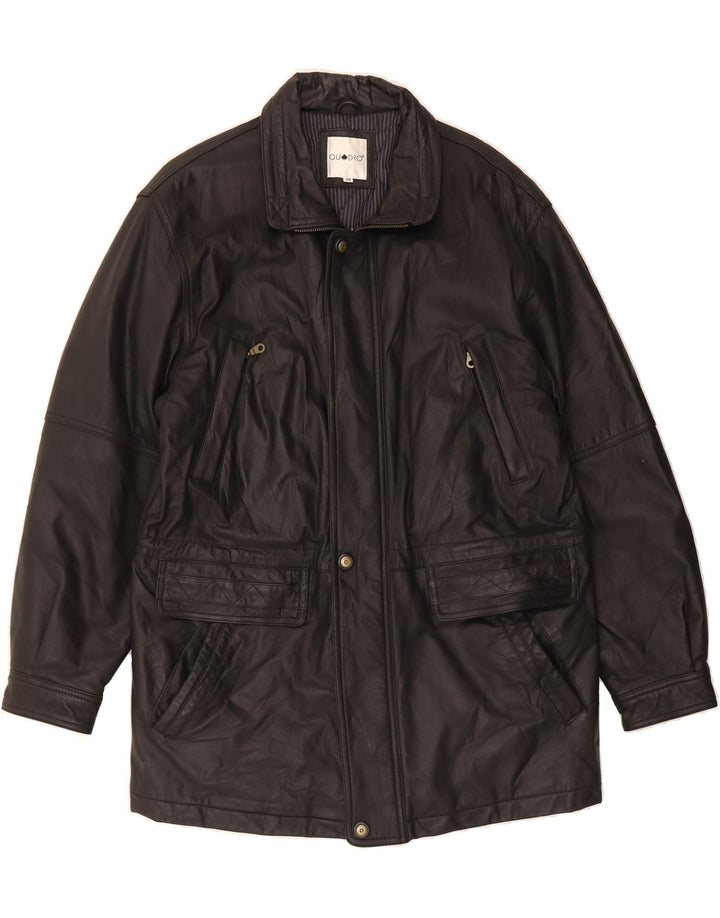 QUADRO Mens Leather Jacket IT 48 Medium Black Leather Vintage Quadro and Second-Hand Quadro from Messina Hembry 