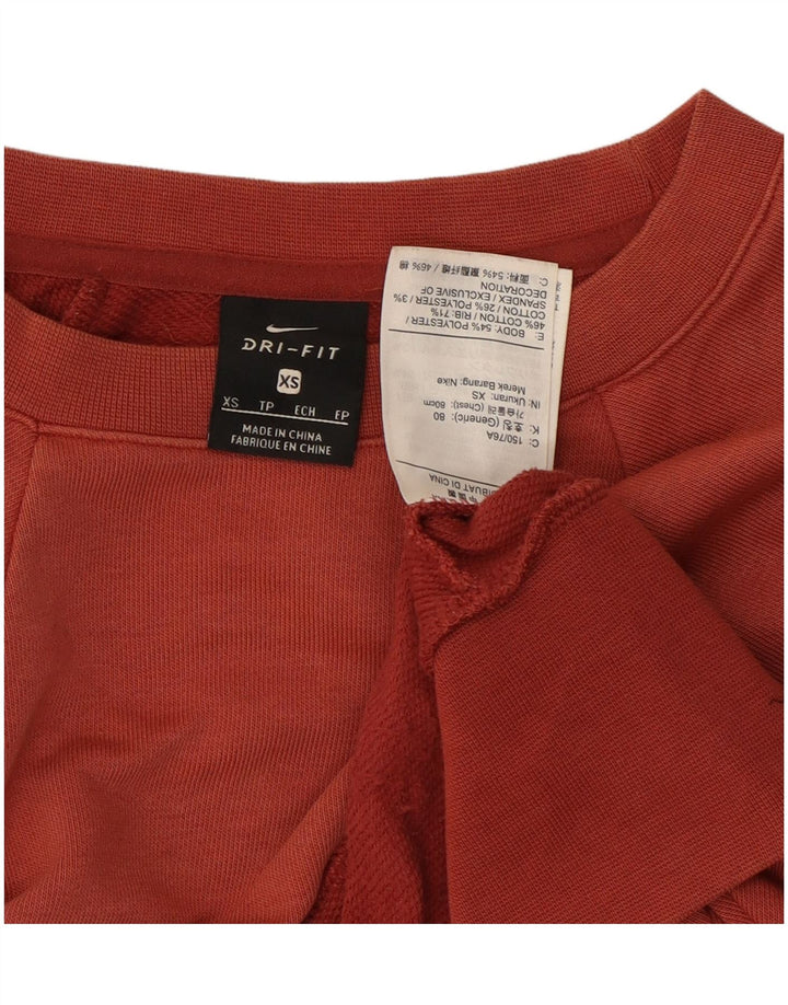 NIKE Womens Dri Fit Oversized Graphic Sweatshirt Jumper UK 6 XS Red Cotton