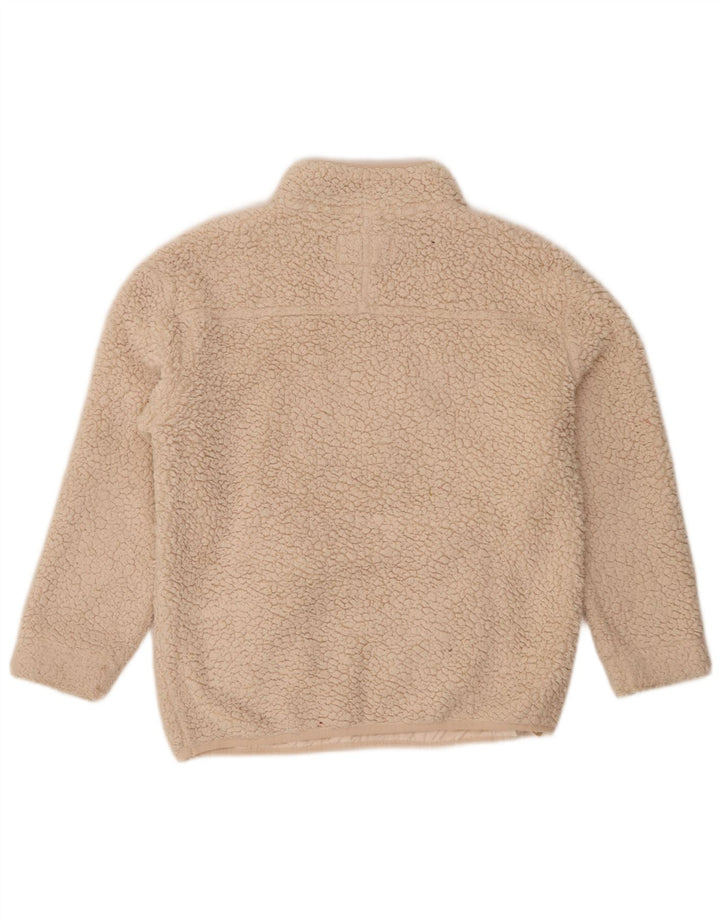 Joules Womens Oversized Zip Neck Fleece Jumper UK 8 Small Beige Polyester