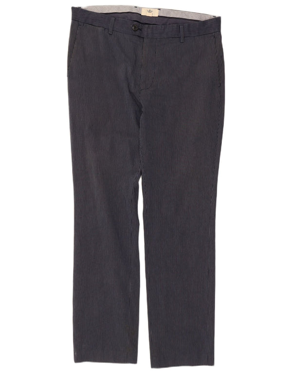 Dockers Mens Straight Suit Trousers W36 L32 Navy Blue Pinstripe Cotton