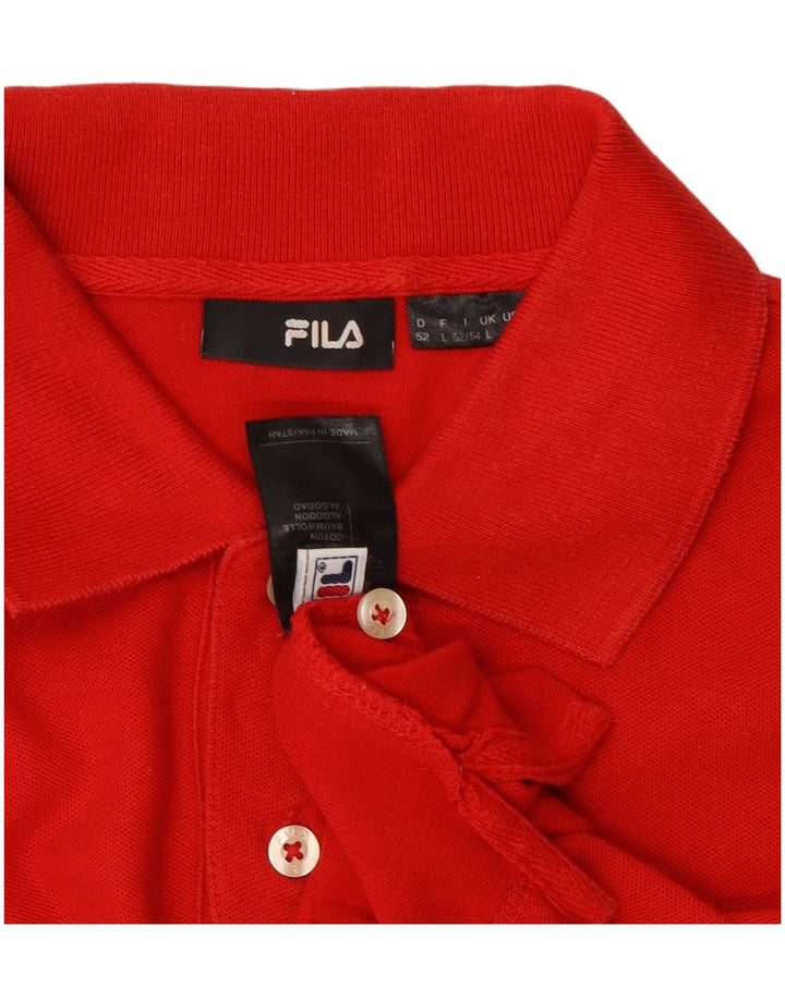 FILA Mens Long Sleeve Polo Shirt Large Red