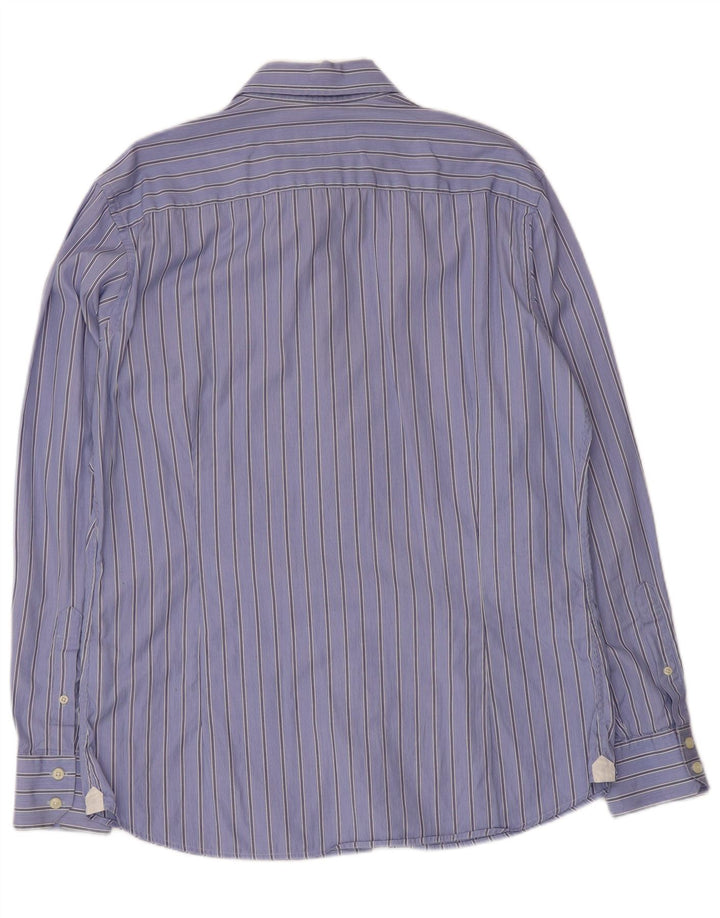 Hackett Mens Slim Fit Shirt Large Blue Striped Cotton