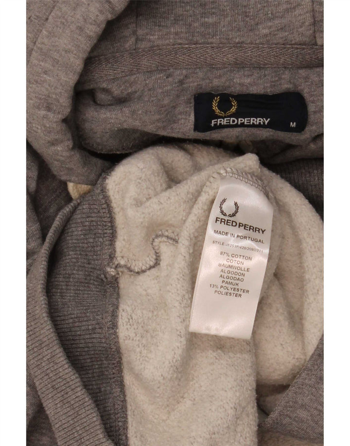 Fred Perry Mens Zip Hoodie Sweater Medium Grey Cotton