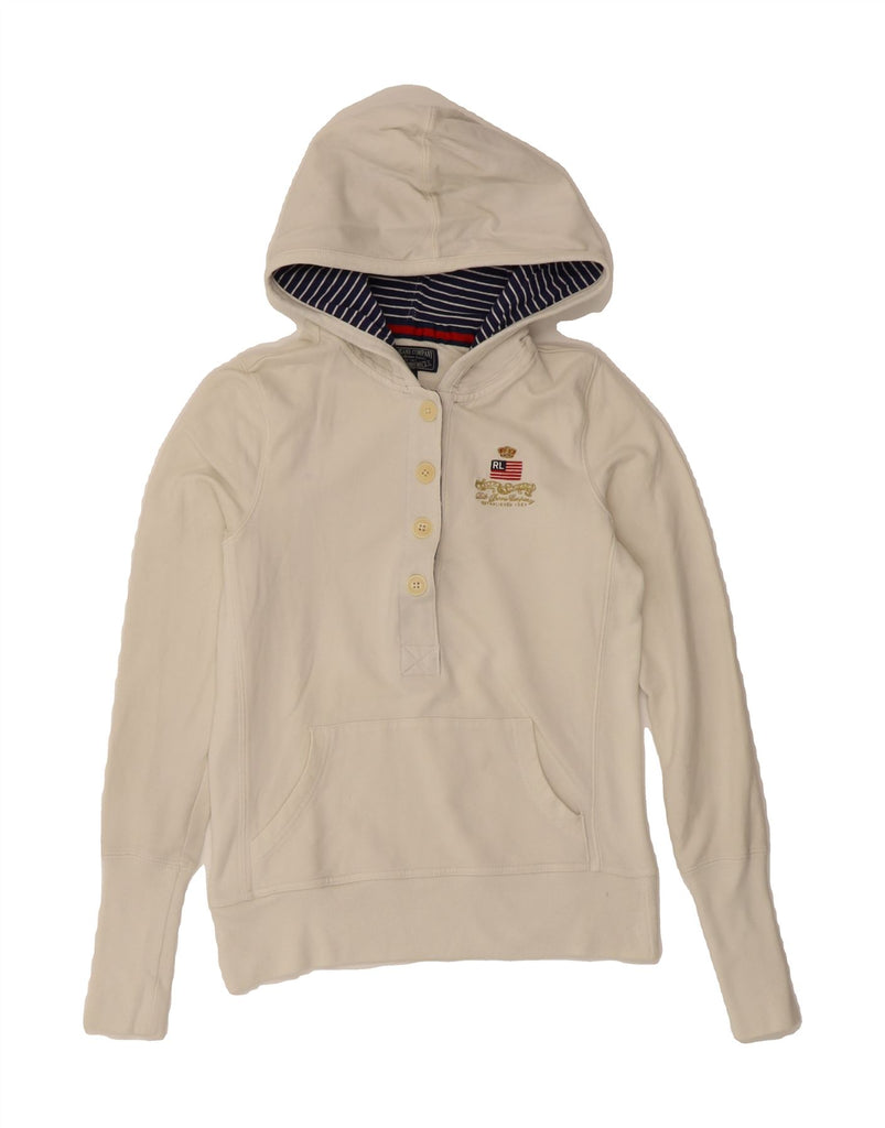 RALPH LAUREN Womens Hoodie Jumper UK 6 XS White Cotton Vintage Ralph Lauren and Second-Hand Ralph Lauren from Messina Hembry 