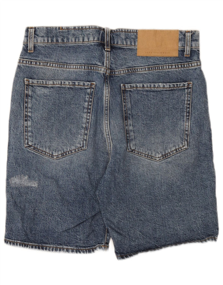Zara Mens Distressed Denim Shorts EU 40 Medium W31  Blue Cotton
