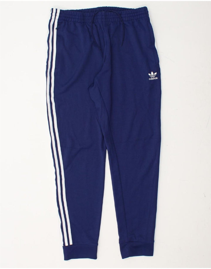 ADIDAS Mens Tracksuit Trousers Joggers Large  Navy Blue Polyester