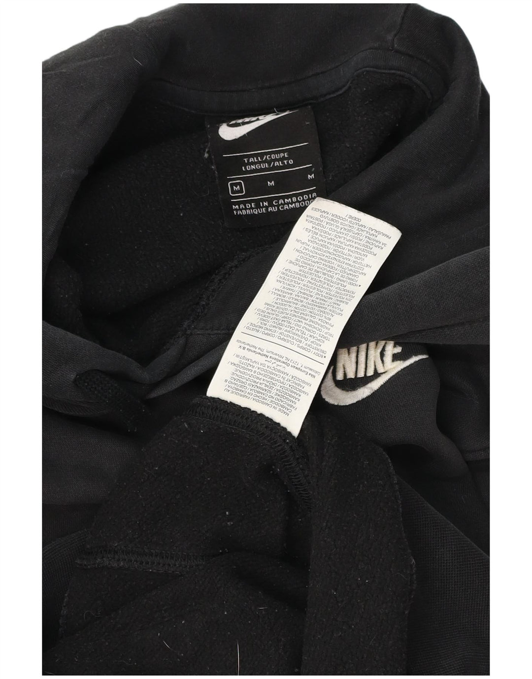 Nike Mens Tall Hoodie Jumper Medium Black Cotton