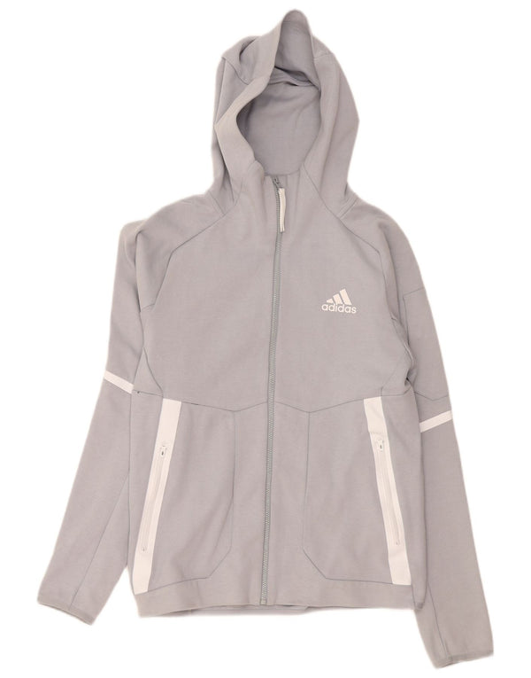 Adidas Mens Zip Hoodie Sweater Small Grey Colourblock Cotton
