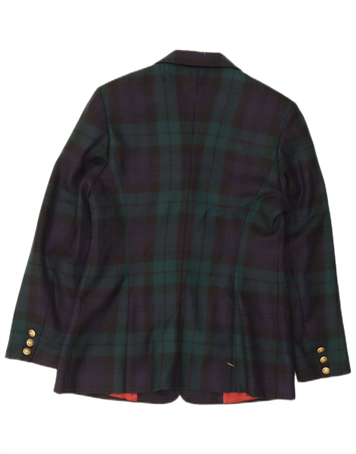 Charles Robertson Womens 3 Button Blazer Jacket UK 14 Large Navy Blue Plaid