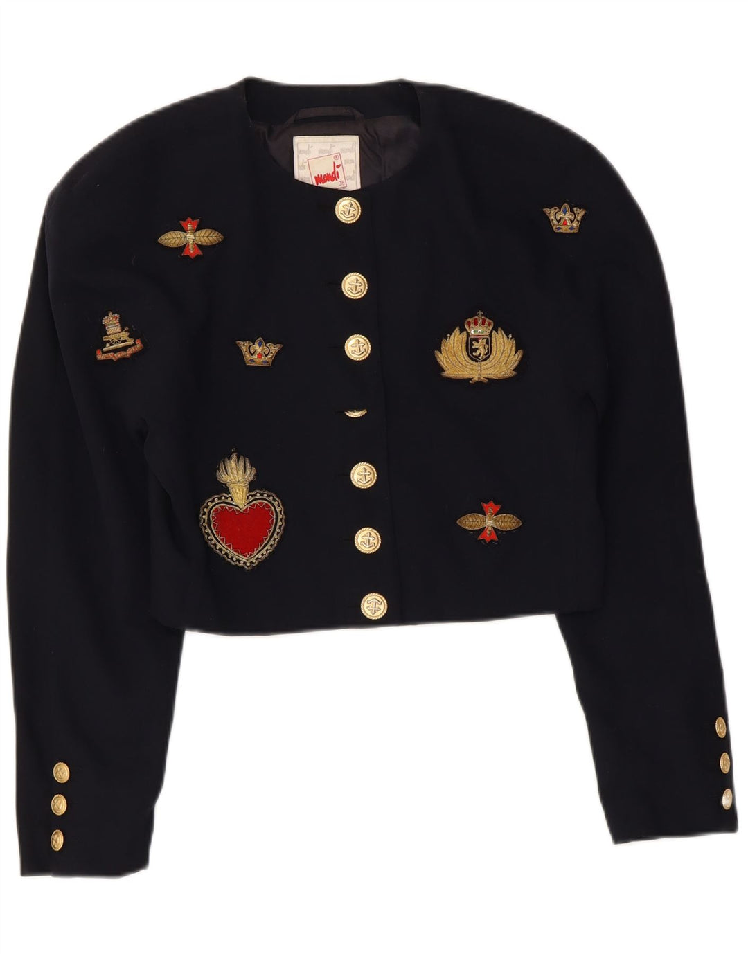 Mondi Womens Crop Graphic Bolero Jacket EU 38 Medium Navy Blue