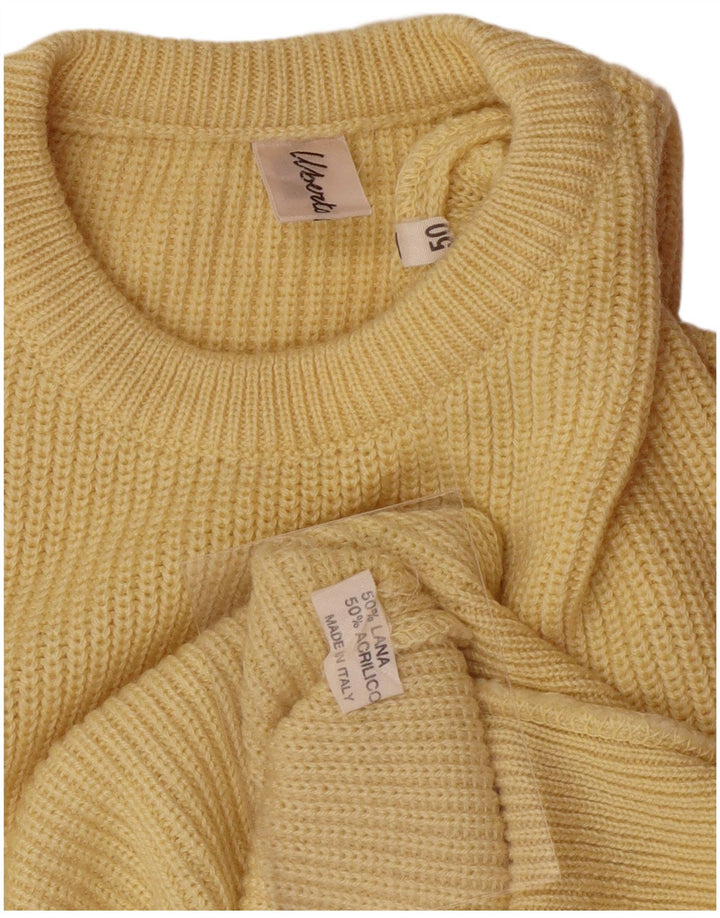 VINTAGE Mens Crew Neck Jumper Sweater IT 50 Medium Yellow Wool