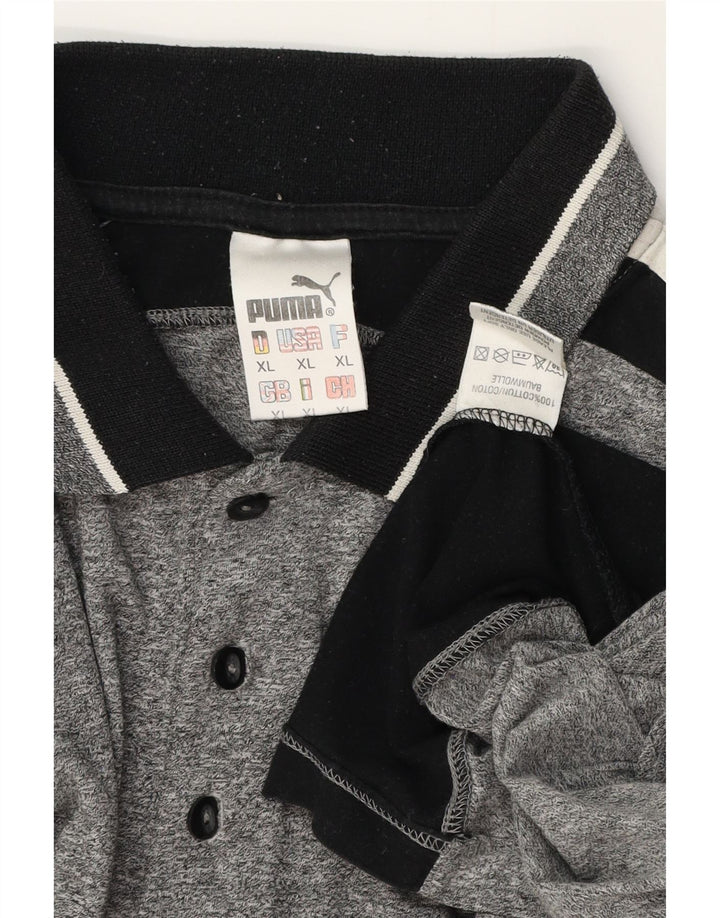 PUMA Mens Polo Shirt XL Grey Colourblock Cotton
