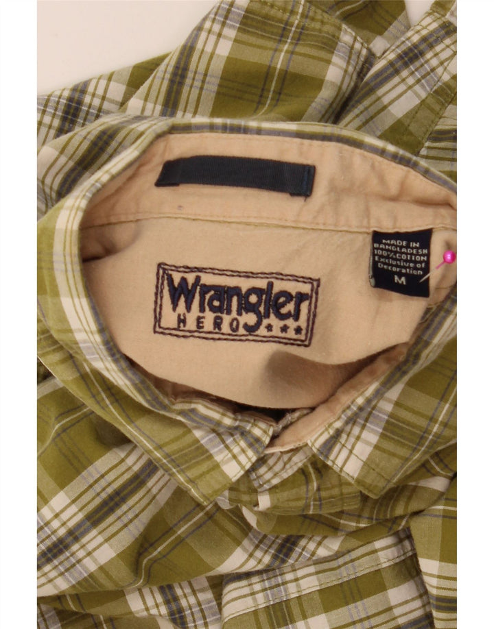 Wrangler Mens Short Sleeve Shirt Medium Green Check Cotton
