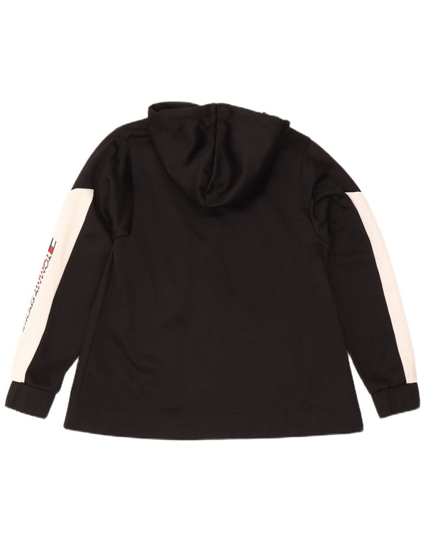 Tommy Hilfiger Womens Zip Hoodie Sweater UK 14 Medium Black Colourblock