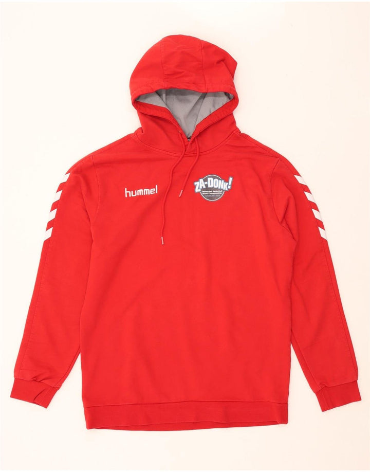 HUMMEL Mens Graphic Hoodie Jumper Large Red Cotton