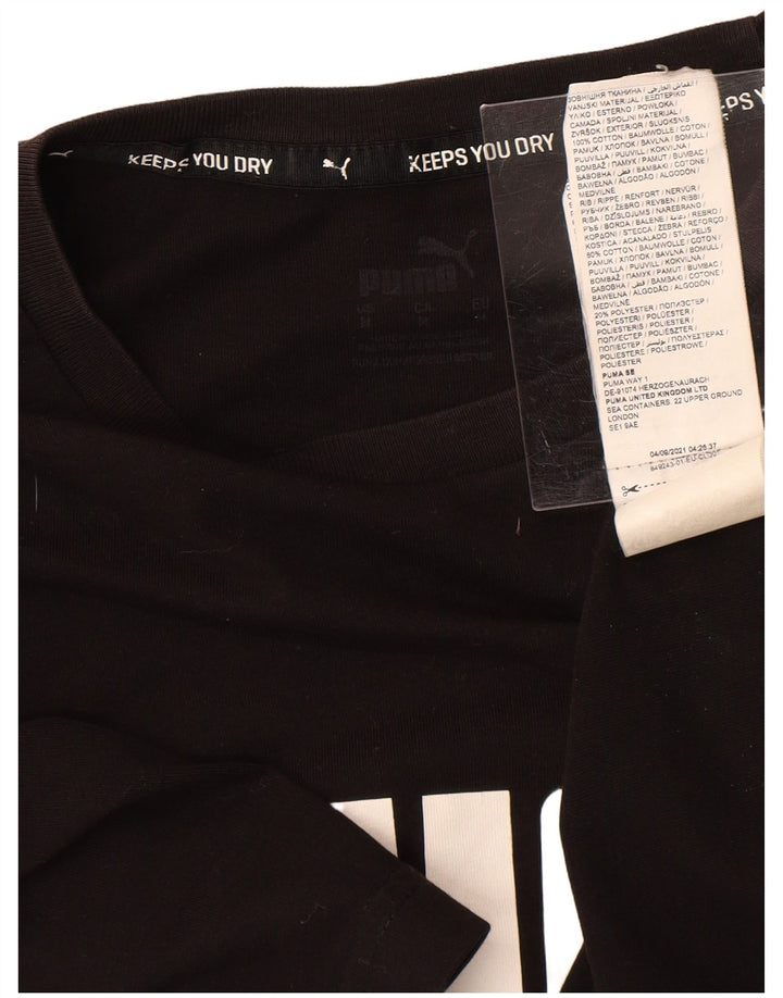 PUMA Mens Graphic T-Shirt Top Medium Black Cotton