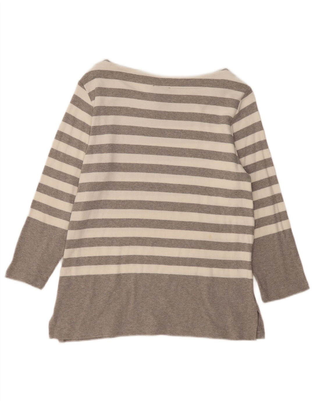 HOBBS Womens Top 3/4 Sleeve UK 14 Large Grey Striped Cotton