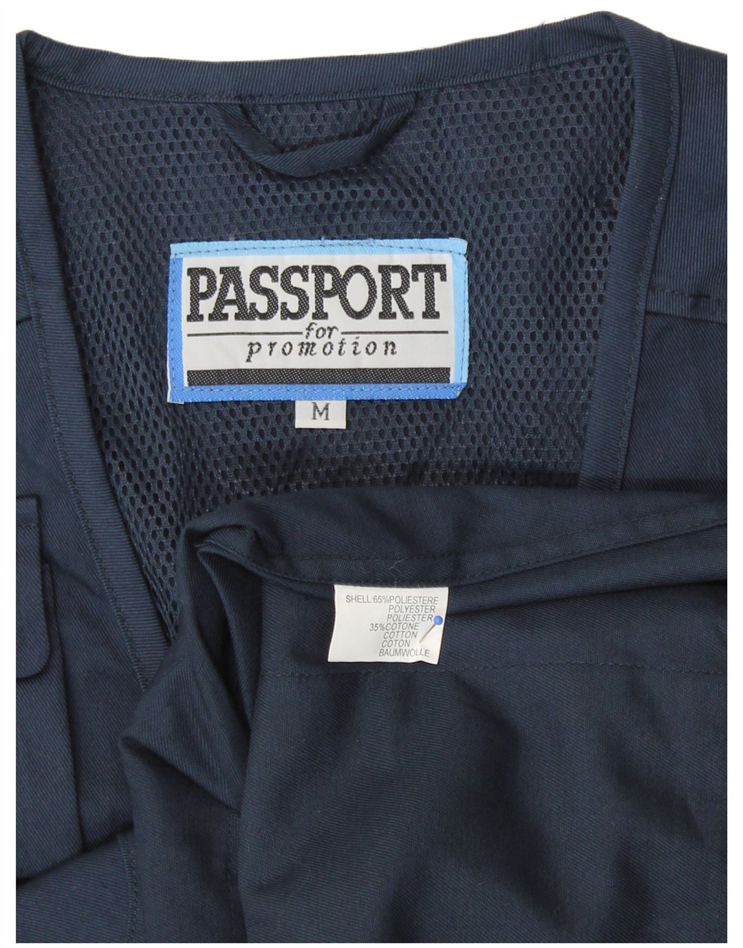 Passport Mens Utility Gilet UK 38 Medium Navy Blue Polyester