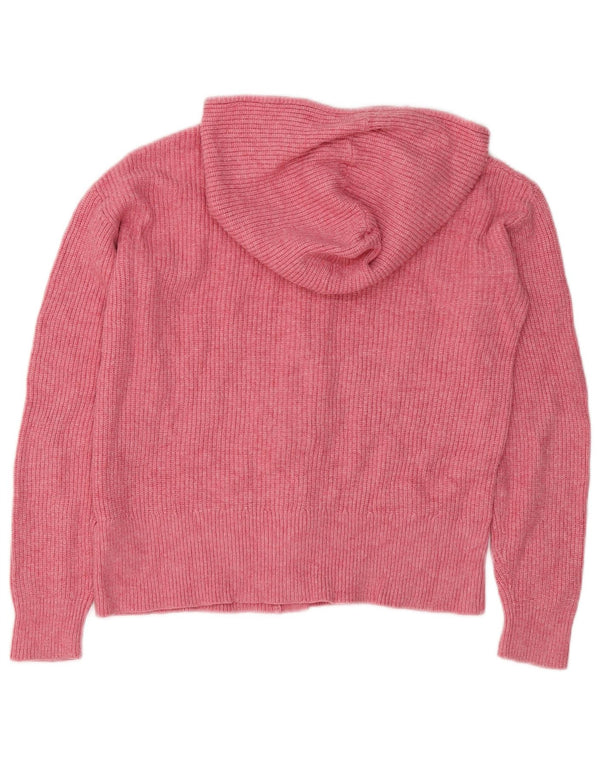 Marks & Spencer Womens Hooded Cardigan Sweater UK 10 Small Pink Viscose