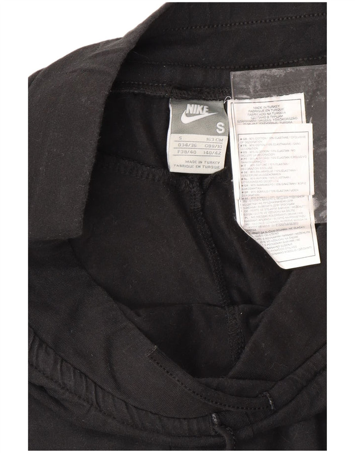 NIKE Womens Capri Tracksuit Trousers UK 8/10 Small  Black Cotton