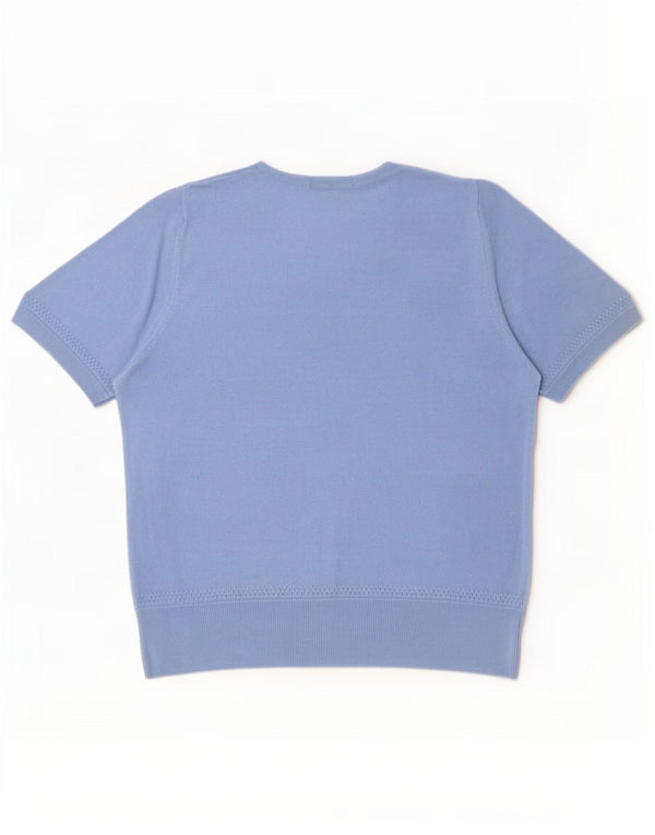 Marks & Spencer Womens Short Sleeve Crew Neck Jumper Sweater UK 20 2XL Blue