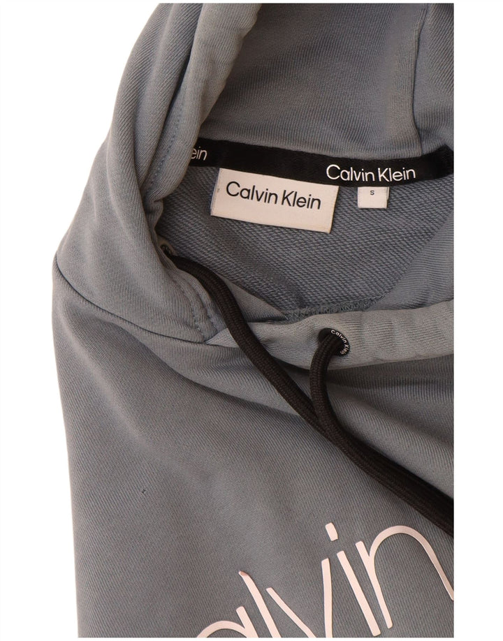 CALVIN KLEIN Mens Graphic Hoodie Jumper Small Blue