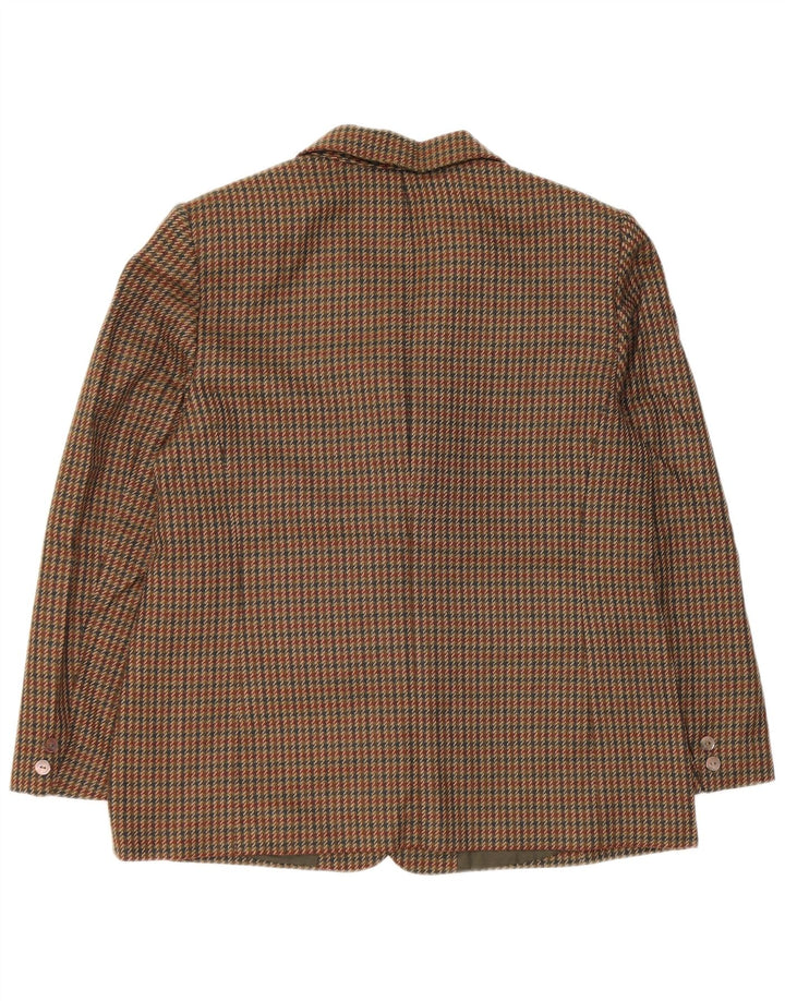 Vintage Womens 2 Button Blazer Jacket UK 14 Medium Green Houndstooth