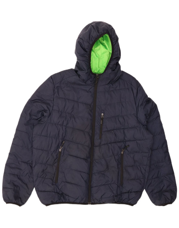 CHIEMSEE Mens Hooded Padded Jacket UK 42 XL Navy Blue Polyester