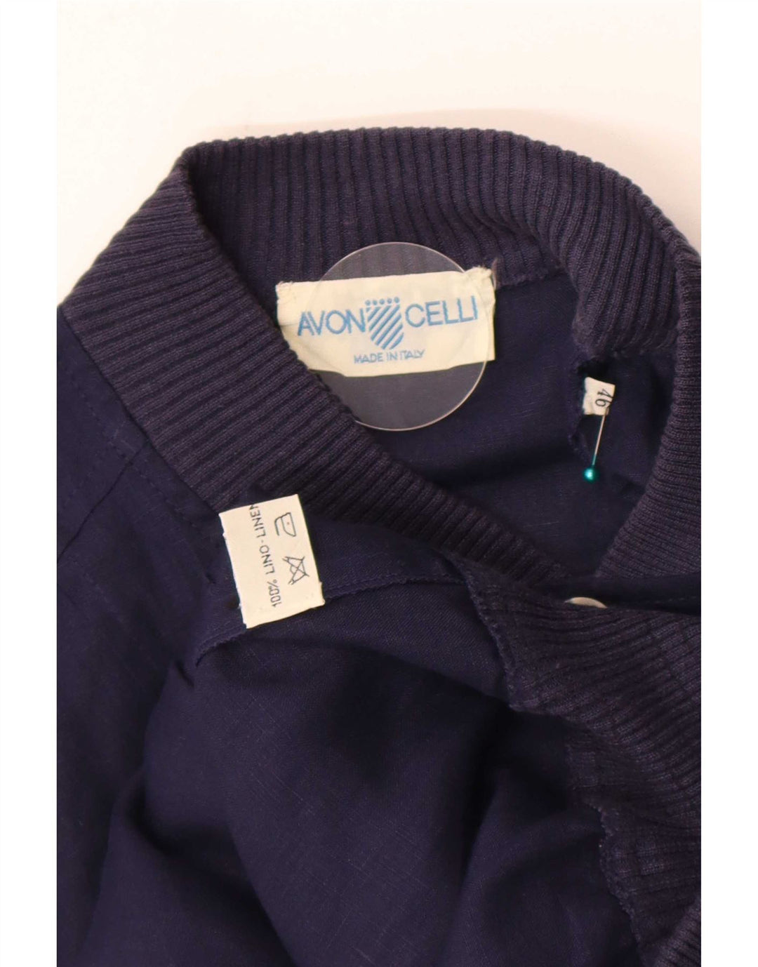 Avon Celli Mens Loose Fit Bomber Jacket IT 46 Small Navy Blue Linen
