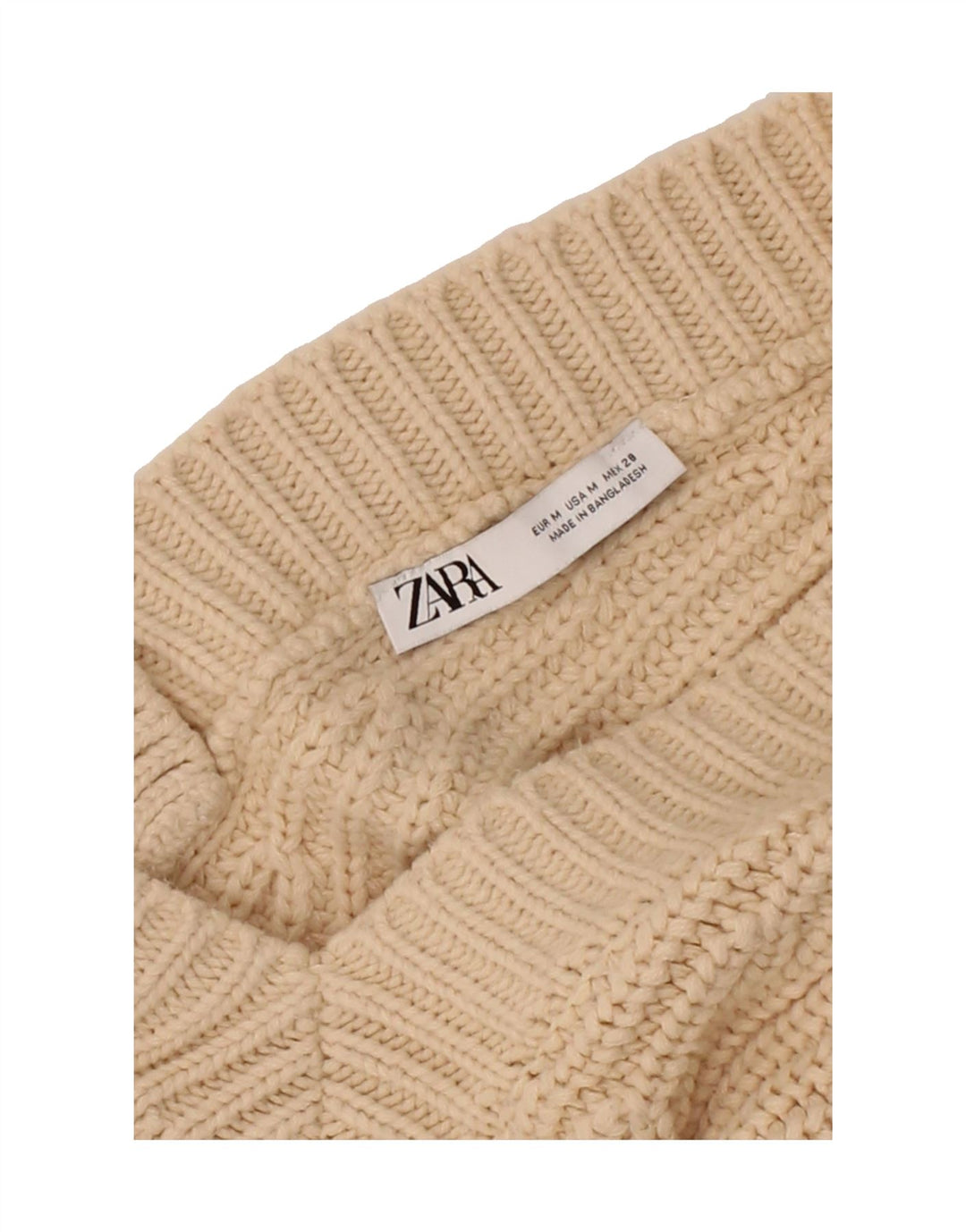 ZARA Womens V-Neck Jumper Sweater UK 14 Medium Beige Vintage Zara and Second-Hand Zara from Messina Hembry 