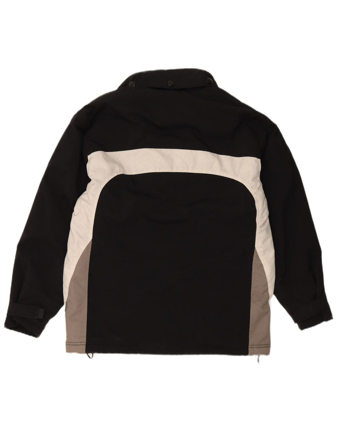 VINTAGE Mens Hooded Windbreaker Jacket UK 36 Small Black Colourblock Nylon