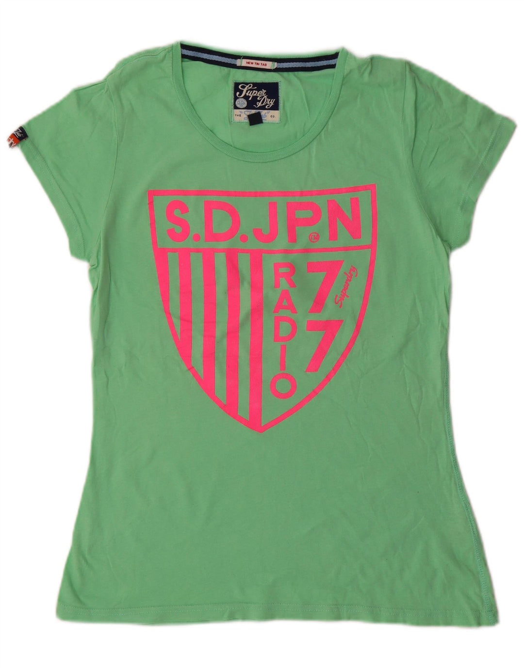 SUPERDRY Womens Graphic T-Shirt Top UK 14 Large Green Cotton