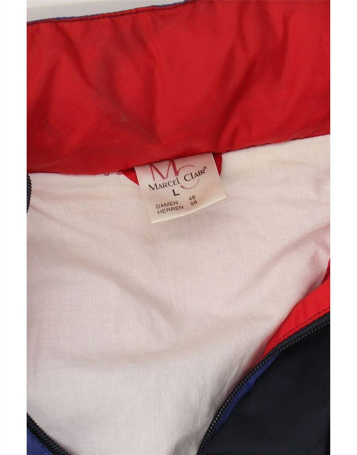 Marcel Clair Mens Hooded Rain Jacket EU 56 3XL Navy Blue Colourblock