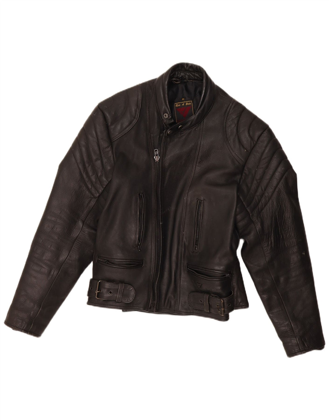 Modeka Mens Leather Racer Jacket IT 56 2XL Black Motorcycle
