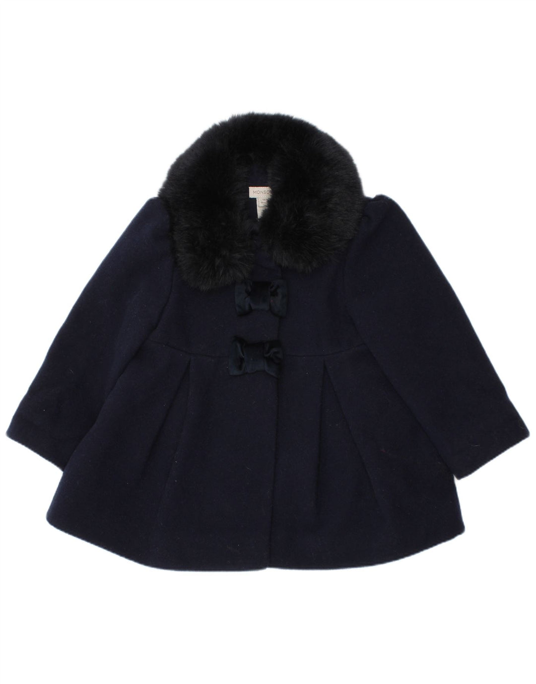 MONSOON Baby Girls Overcoat 12-18 Months Navy Blue Polyester