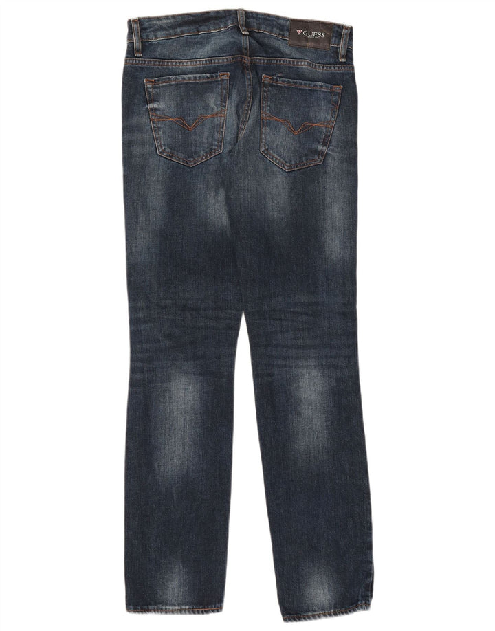 Guess Womens Distressed Slim Jeans W30 L32 Blue Cotton