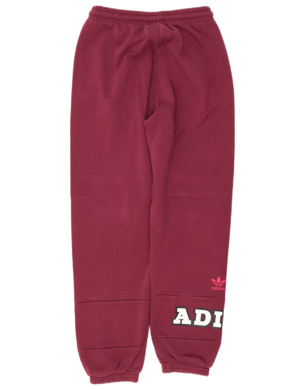 ADIDAS Womens Graphic Tracksuit Trousers Joggers UK 12 Medium Burgundy