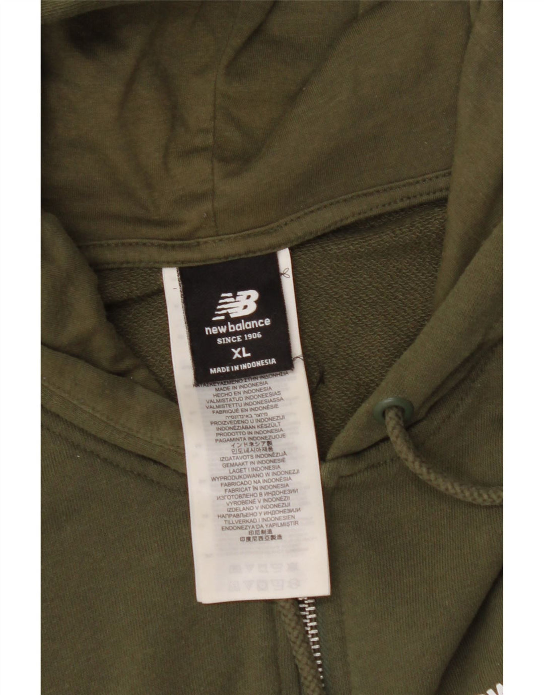 NEW BALANCE Mens Zip Hoodie Sweater XL Khaki Cotton