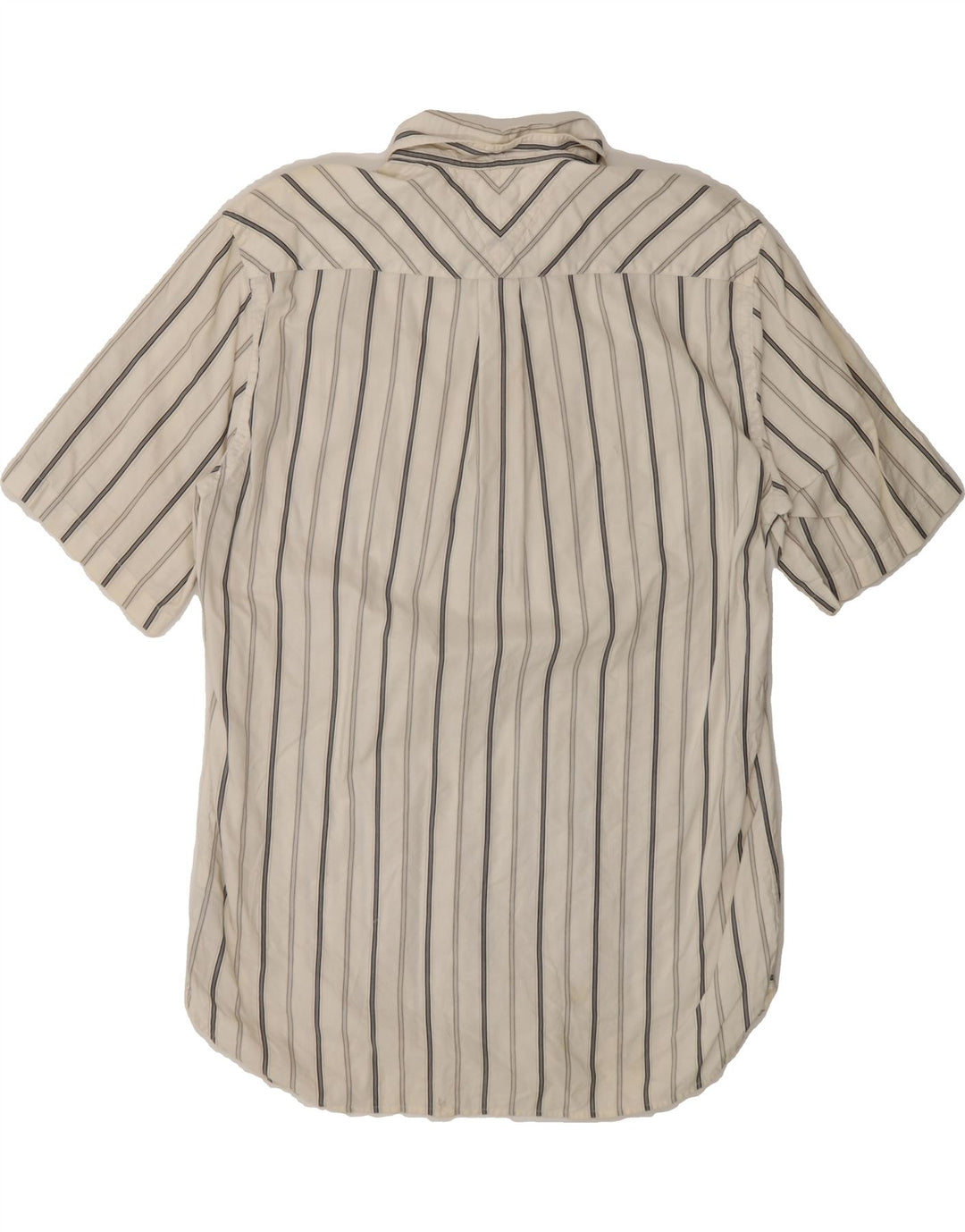 TOMMY HILFIGER Mens Short Sleeve Shirt Medium White Striped Cotton Vintage Tommy Hilfiger and Second-Hand Tommy Hilfiger from Messina Hembry 